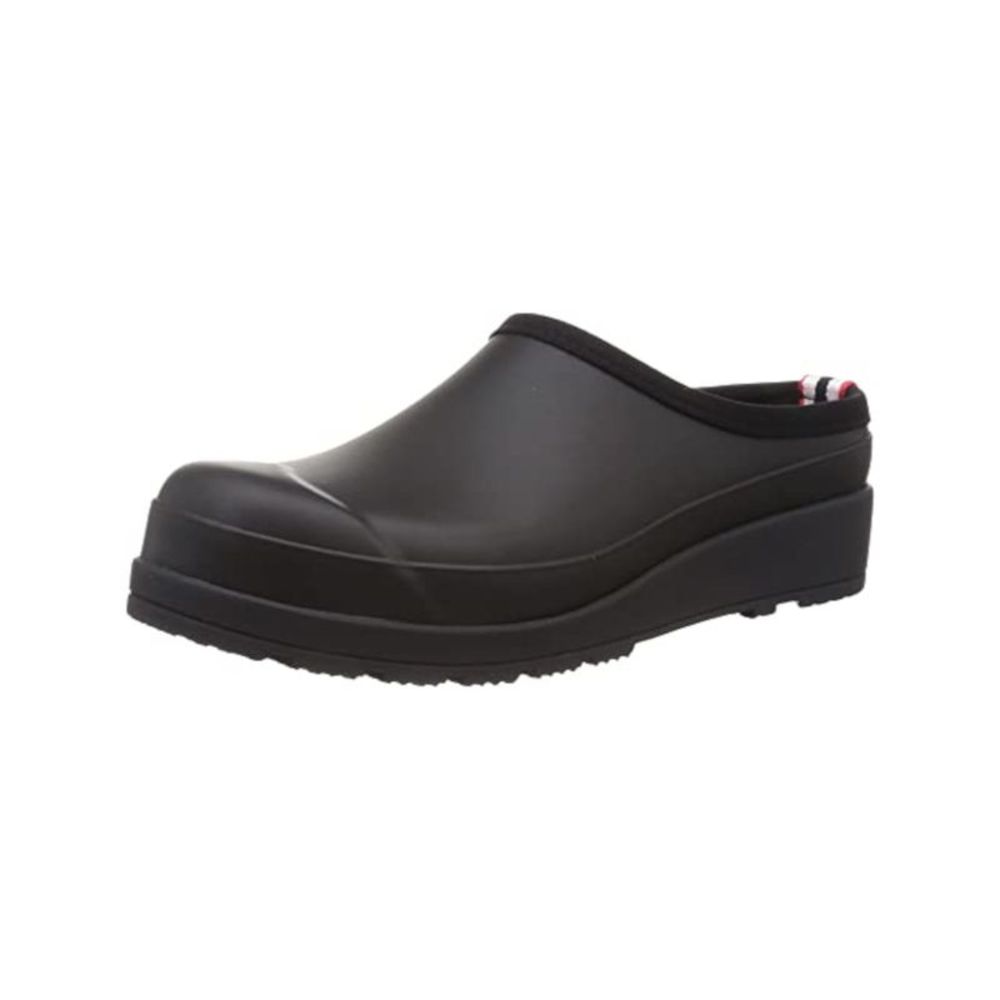 HUNTER Womens Black Comfort Logo Original Play Round Toe Wedge Slip On Clogs 7